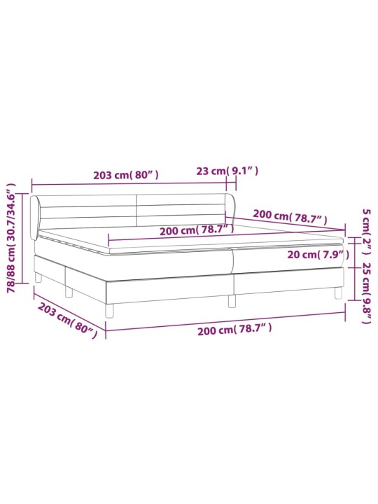 Kontinentālā gulta rāmis ar matraci, krēmkrāsas audums, 200x200 cm