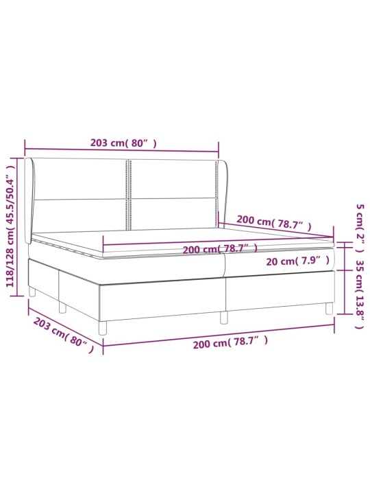 Kontinentālā gulta ar matraci, tumši pelēka audums, 200x200cm
