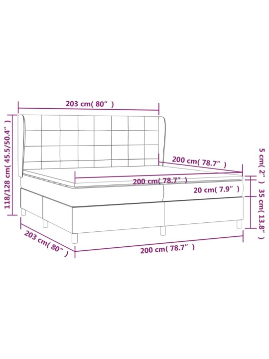 Kontinentālā gulta rāmis ar matraci, krēmkrāsas audums, 200x200 cm