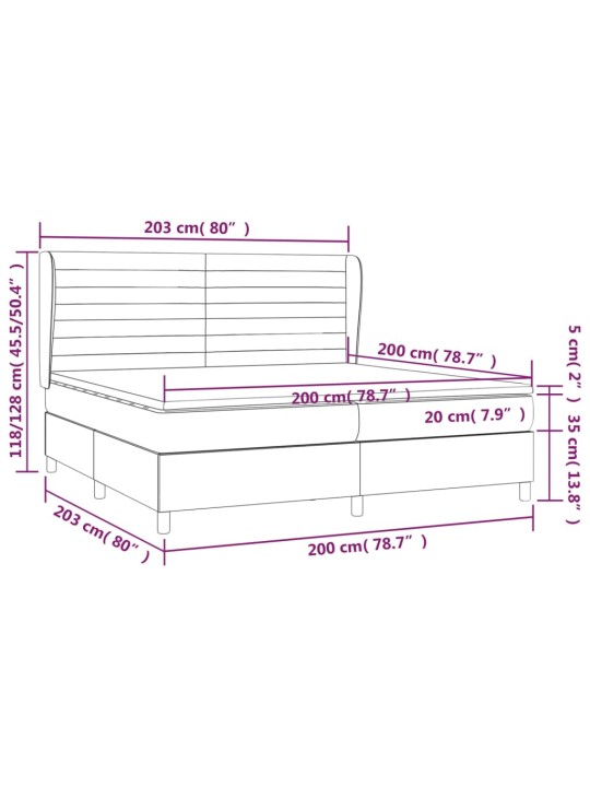 Kontinentālā gulta rāmis ar matraci, krēmkrāsas audums, 200x200 cm