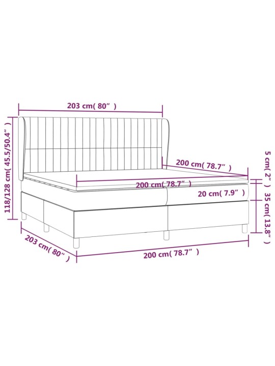 Kontinentālā gulta rāmis ar matraci, krēmkrāsas audums, 200x200 cm
