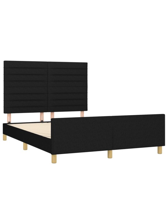 Gulta bez matrača, melns, 140x190 cm, audums