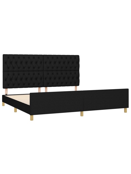 Gultas rāmis ar galvgali, melns, 200x200 cm, audums
