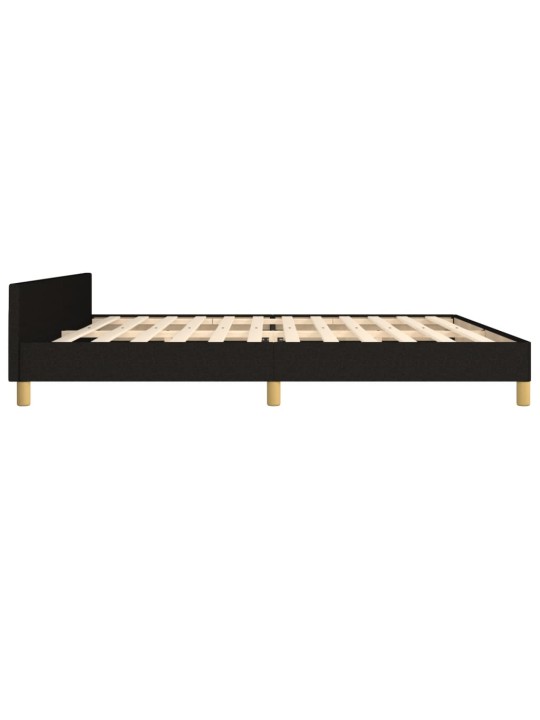 Gultas rāmis ar galvgali, melns, 200x200 cm, audums