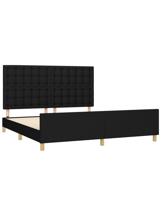 Gultas rāmis ar galvgali, melns, 180x200 cm, audums