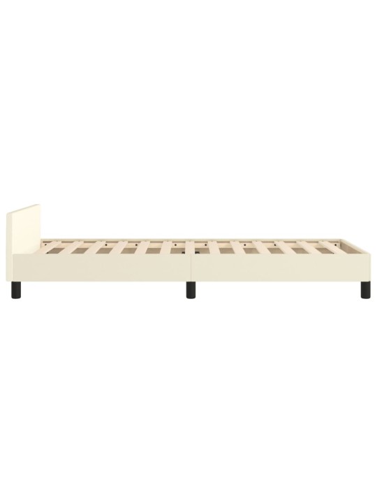 Gultas rāmis ar galvgali, krēmkrāsas, 80x200 cm, mākslīgā āda