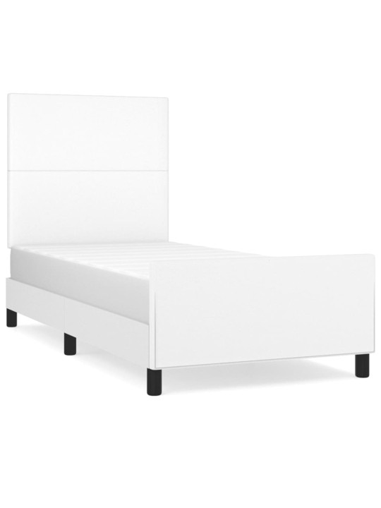 Gultas rāmis ar galvgali, balts, 100x200 cm, mākslīgā āda