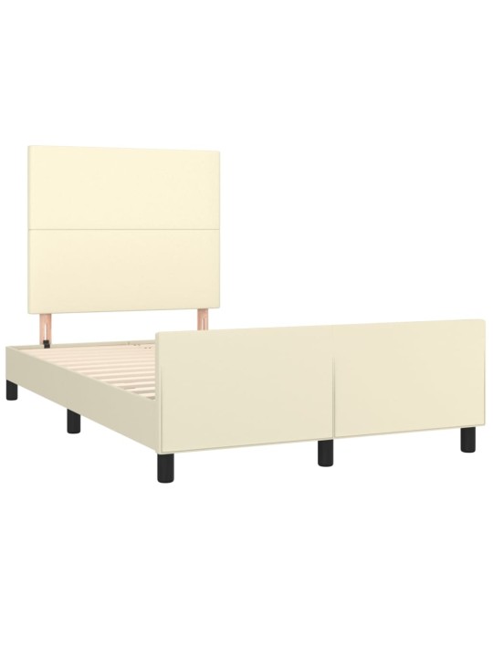 Gultas rāmis ar galvgali, krēmkrāsas, 120x200 cm, mākslīgā āda