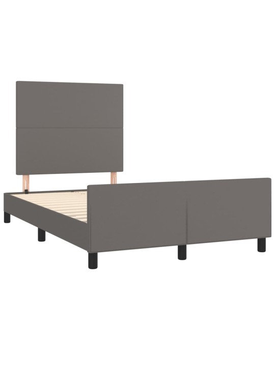 Gultas rāmis ar galvgali, pelēks, 120x200 cm, mākslīgā āda