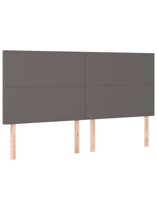 Gultas rāmis ar galvgali, pelēks, 160x200 cm, mākslīgā āda