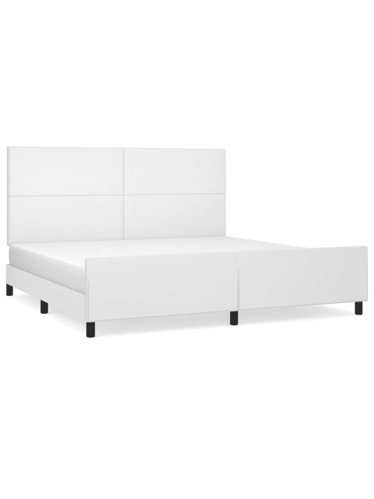 Gultas rāmis ar galvgali, balts, 200x200 cm, mākslīgā āda