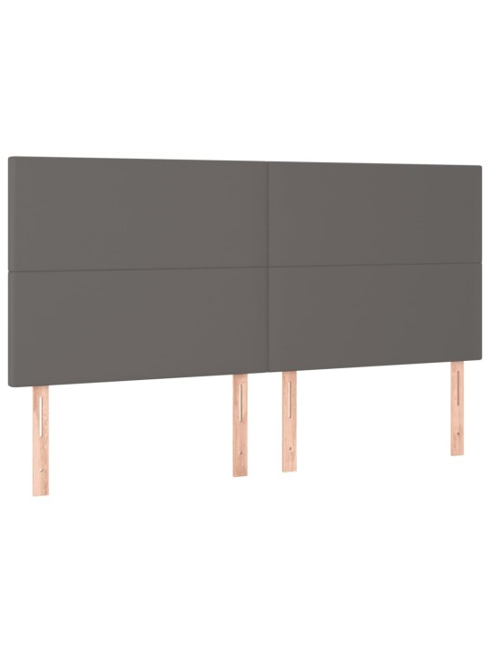 Gultas rāmis ar galvgali, pelēks, 200x200 cm, mākslīgā āda