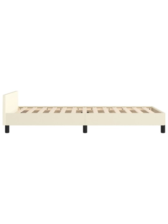 Gultas rāmis ar galvgali, krēmkrāsas, 80x200 cm, mākslīgā āda