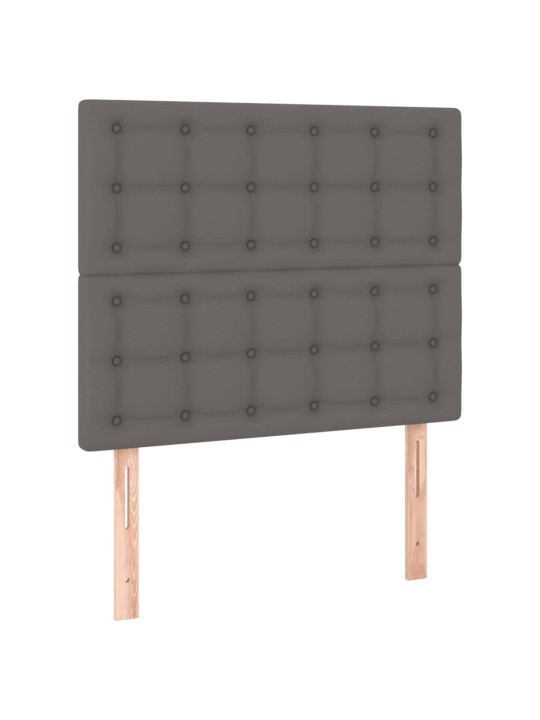 Gultas rāmis ar galvgali, pelēks, 120x200 cm, mākslīgā āda