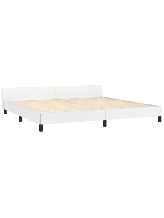 Gultas rāmis ar galvgali, balts, 200x200 cm, mākslīgā āda