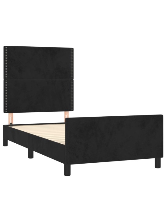 Gultas rāmis ar galvgali, melns, 90x200 cm, audums