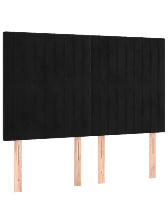 Gulta bez matrača, melns, 140x190 cm, samts
