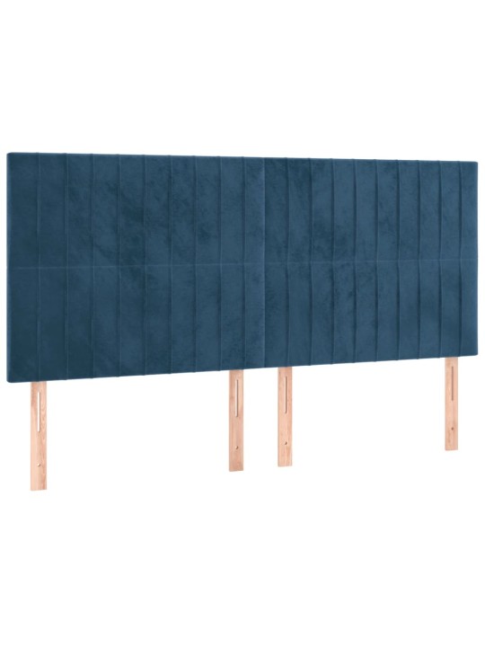 Gultas rāmis ar galvgali, tumši zils samts, 180x200 cm