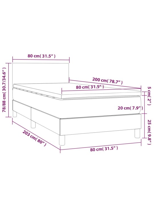 Atsperu gultas rāmis ar matraci, zils, 80x200 cm, audums