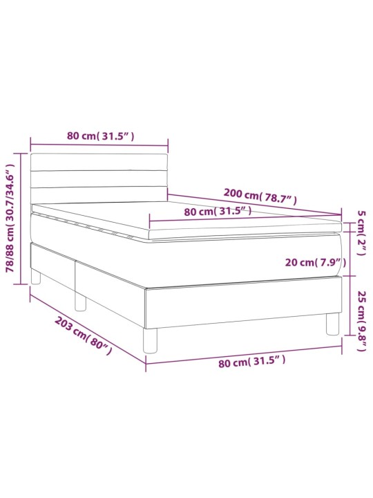 Atsperu gultas rāmis ar matraci, zils, 80x200 cm, audums