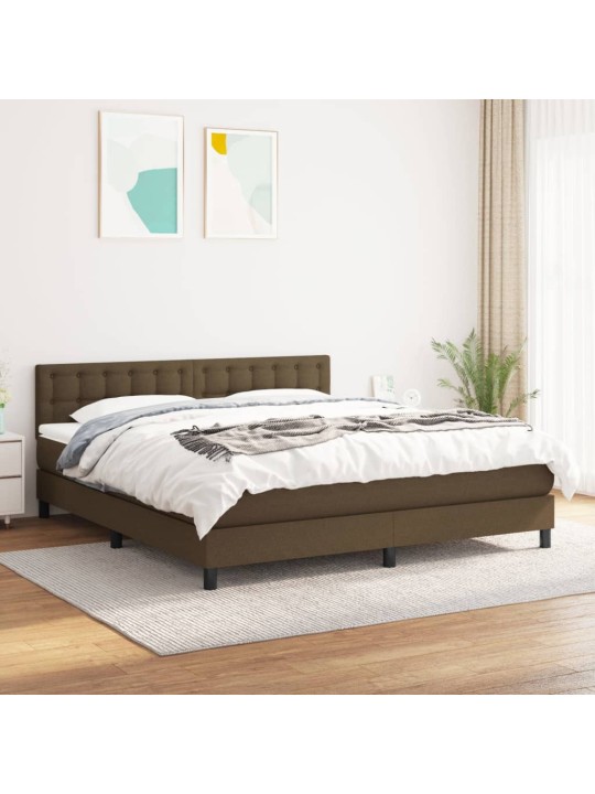 Kontinentālā gulta ar matraci, tumši brūns, 160x200 cm, audums