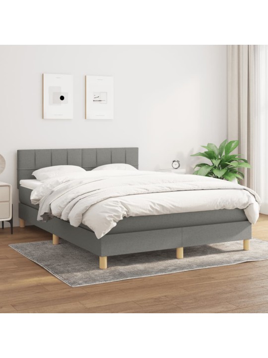 Kontinentālā gulta ar matraci, tumši pelēka audums, 140x190 cm