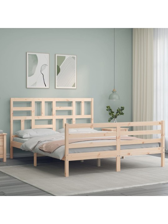 Gultas rāmis ar galvgali, King size izmērs, masīvkoks
