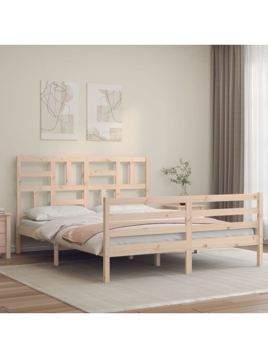 Gultas rāmis ar galvgali, King size izmērs, masīvkoks