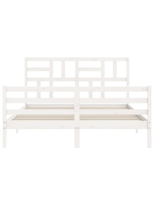Gultas rāmis ar galvgali, King size izmērs, masīvkoks, balts