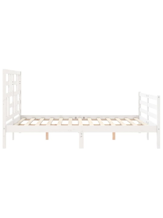 Gultas rāmis ar galvgali, King size izmērs, masīvkoks, balts