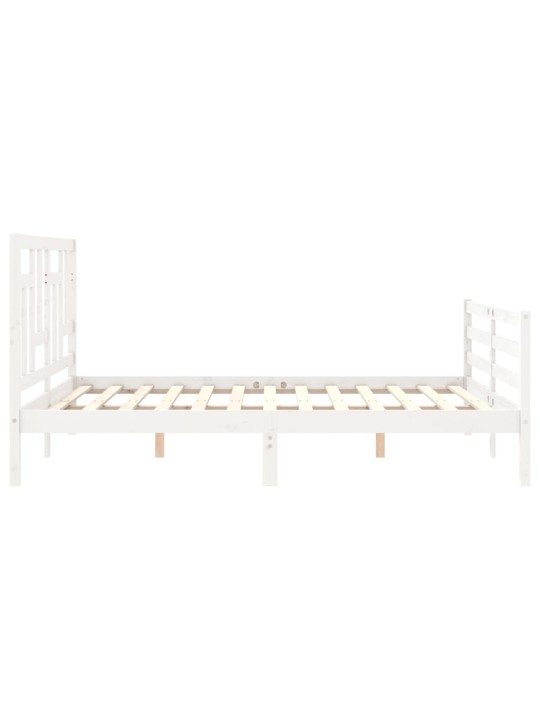 Gultas rāmis ar galvgali, King size izmērs, masīvkoks, balts