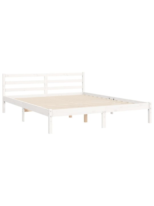 Gultas rāmis ar galvgali, King size izmērs, masīvkoks, balts