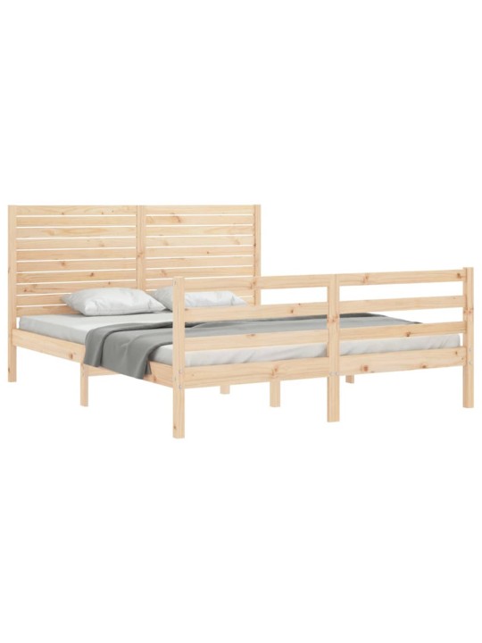 Gultas rāmis ar galvgali, King size izmērs, masīvkoks