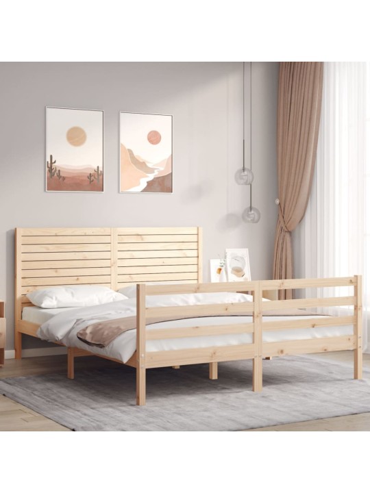 Gultas rāmis ar galvgali, King size izmērs, masīvkoks