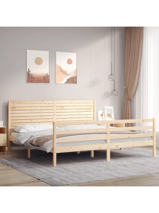 Gultas rāmis ar galvgali, 200x200 cm, masīvkoks