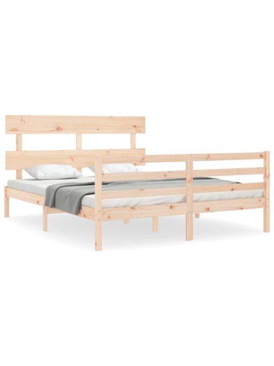 Gultas rāmis ar galvgali, King size izmērs, masīvkoks