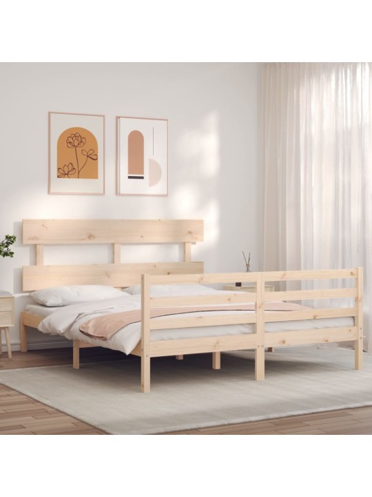 Gultas rāmis ar galvgali, King size izmērs, masīvkoks