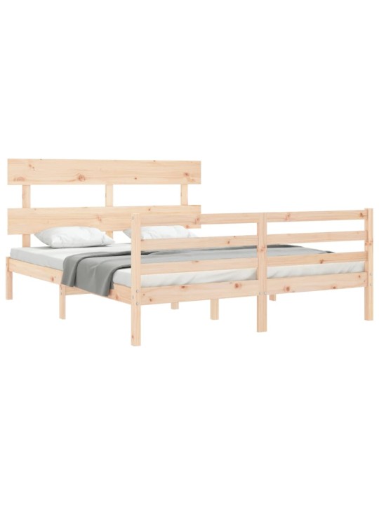 Gultas rāmis ar galvgali, King size izmērs, masīvkoks