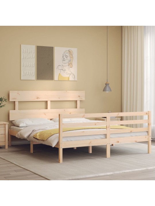 Gultas rāmis ar galvgali, King size izmērs, masīvkoks