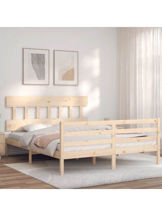 Gultas rāmis ar galvgali, King size izmērs, masīvkoks