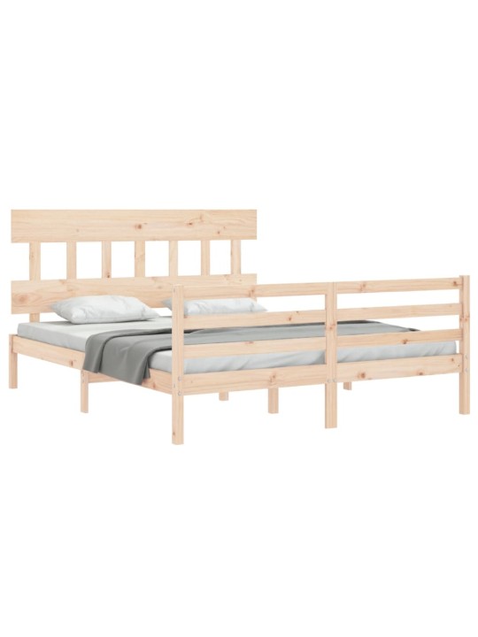 Gultas rāmis ar galvgali, King size izmērs, masīvkoks