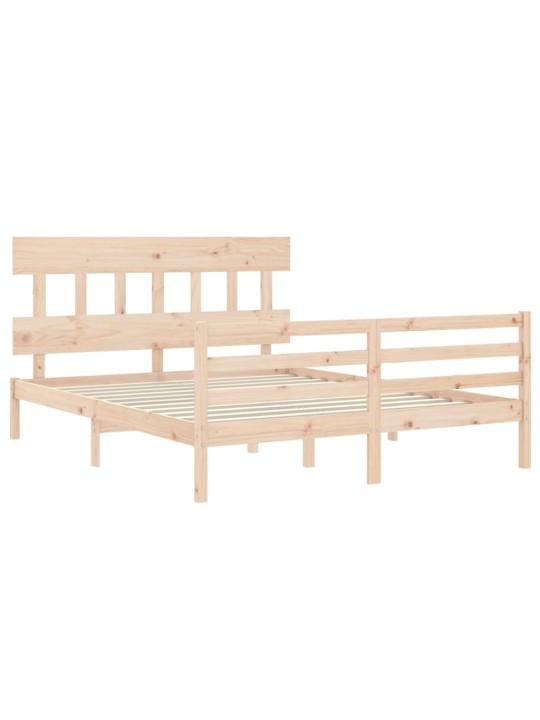 Gultas rāmis ar galvgali, King size izmērs, masīvkoks