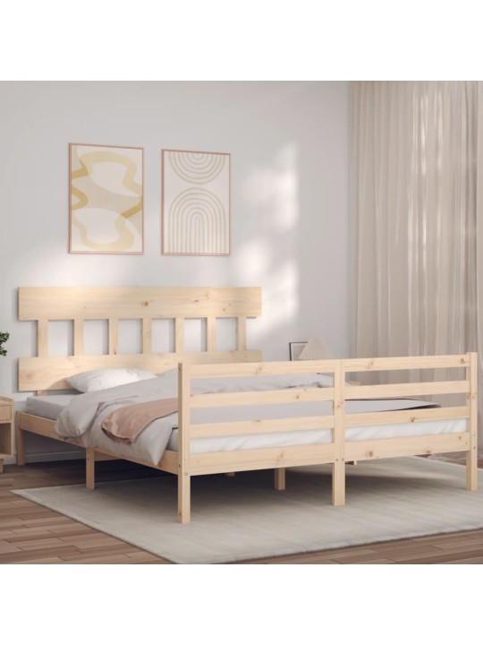 Gultas rāmis ar galvgali, King size izmērs, masīvkoks