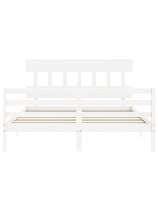 Gultas rāmis ar galvgali, King size izmērs, masīvkoks, balts