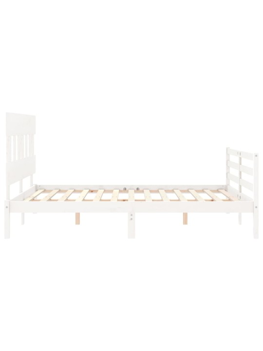 Gultas rāmis ar galvgali, King size izmērs, masīvkoks, balts