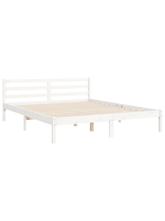 Gultas rāmis ar galvgali, King size izmērs, masīvkoks, balts