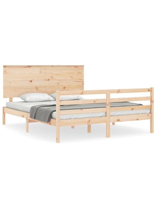 Gultas rāmis ar galvgali, King size izmērs, masīvkoks