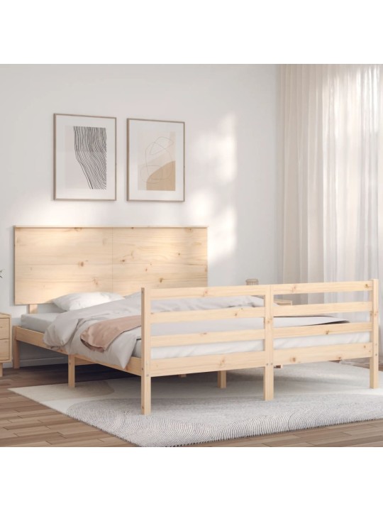 Gultas rāmis ar galvgali, King size izmērs, masīvkoks