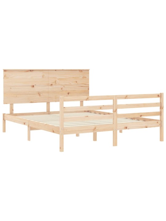 Gultas rāmis ar galvgali, King size izmērs, masīvkoks