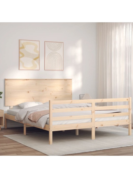 Gultas rāmis ar galvgali, King size izmērs, masīvkoks